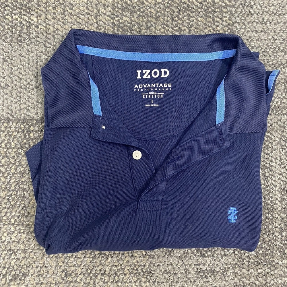 IZOD Polo Advantage Performance Shirt Mens Large Navy Blue Casual Golf Comfort L